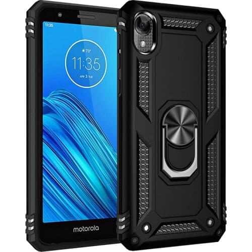 For Motorola Moto E6 Armor Shockproof Case for Moto E6 E 6 Military Drop Protective Magnet Car Holder Ring Case Cover