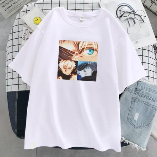 Satoru Gojo eyes Anime Harajuku Print Tshirt Women Slim Breathable Tops New 2021 Summer O-Neck T Shirt Brand Hot sale T-Shirt