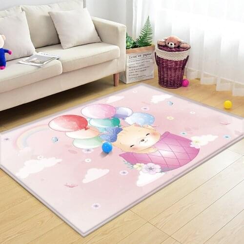 Lovely Pink at Pattern Non-Slip Baby Hand Print Round Carpet Baby Play Children Flannel CarpetFashion Children Carpet Balloon