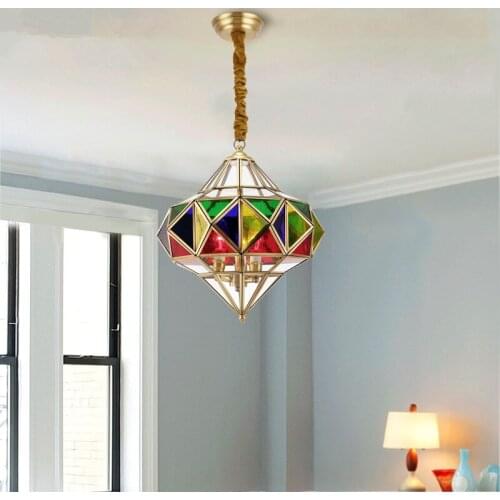 Morocco light color glass pendant lamp Southeast Arabia copper brazing diffuse Coffee Tin lamp Restaurant pendant lights YA7277