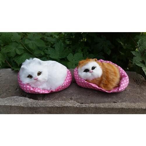 20 pieces a lot cute simulation cat models polyethylene&furs mini cats on a mat gift about 11x8cm 0685