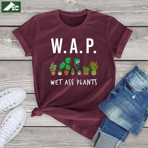 Fashion WAP T Shirt Women Clothing Wet Ass Plants Short Sleeve Tee Vintage Girls Tops Unisex Garden Cotton Womens Shirts EU SIZE