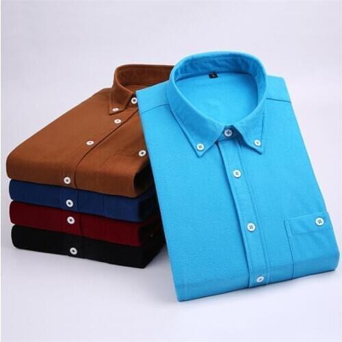 Autumn Winter New Men Casual Shirts Solid Regular Corduroy Long Sleeved Mans Business Shirt Tops