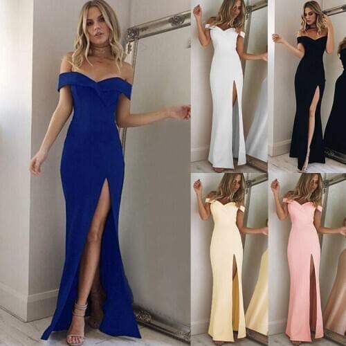 New Off Shoulder Burgundy Elegant Dress Girls Wedding Party Dress Prom Gown Dubai Long Zipper Bridal Dresses Slit Robe De Soiree
