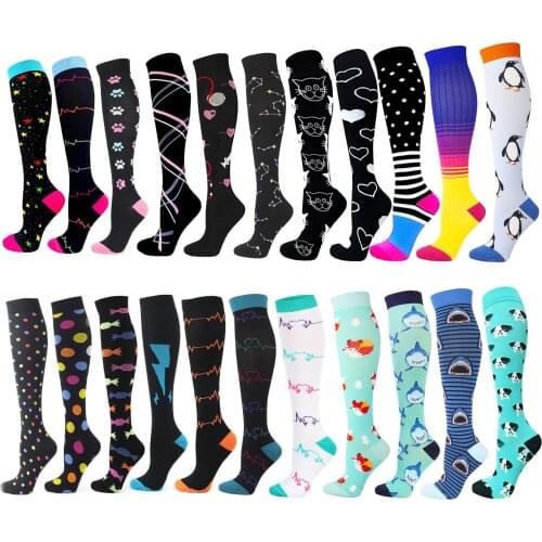 New Compression Stockings Men Women Knee Stockings Golf Tube Outdoor Pressure Marathon Running Breathable Fitness Sport Socks