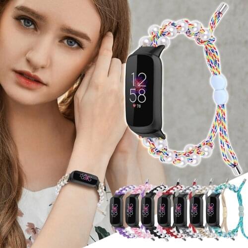 New Strap For Fitbit Luxe Smart Bracelet Braided-Pearl Wristband Fashion Replacement Watch Band For Fitbit Luxe Watch Wriststrap