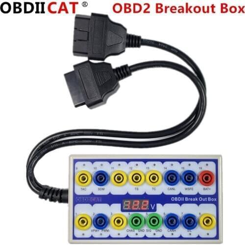 OBDIICAT Newly OBD 2 Break Out Box OBD2 Breakout Box OBD OBDII Protocol Detector Diagnostic Connector For Auto Car