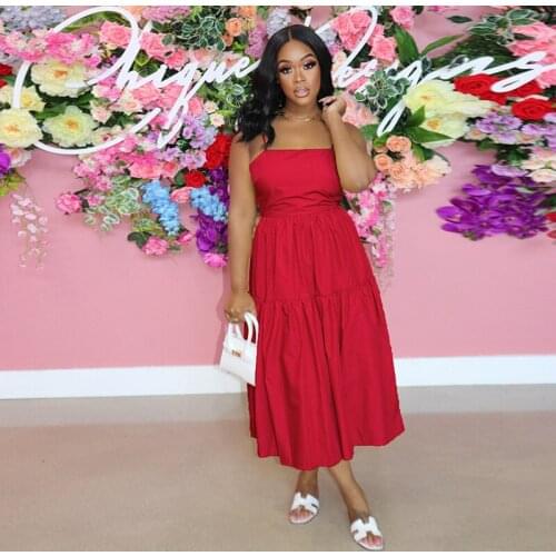 Solid Long Big Swing Dress Elegant Backless Sexy Summer Dresses Vacation Spaghetti Strap Beach Dress Sundress Ladies Vestidos