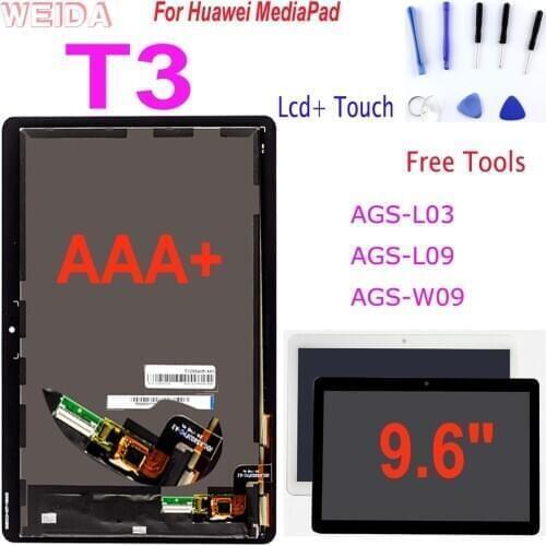 Original 9.6" LCD For Huawei MediaPad T3 10 AGS-W09 AGS-L03 AGS-L09 LCD Display Touch Screen Digitizer Assembly No Dead Pixel