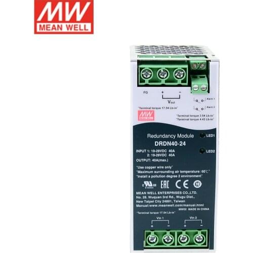 Original MEAN WELL DRDN40-12 40A 12V DIN Rail Type Power Supply Redundancy Module