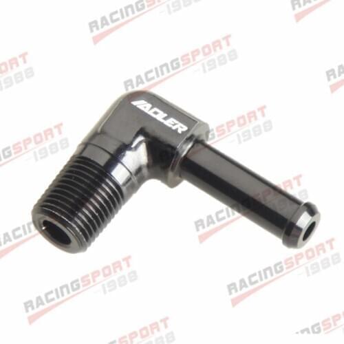 90 Degree 1/8" NPT To 1/4" Barb Adapter Adaptor Fitting Aluminum BLUE/BLACK/SILVER