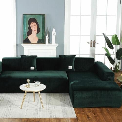 Plush Sofa Cover Velvet Elastic Leather Corner Sectional For Living Room Couch Covers Set Armchair Cover L Shape Seat Slipcovers