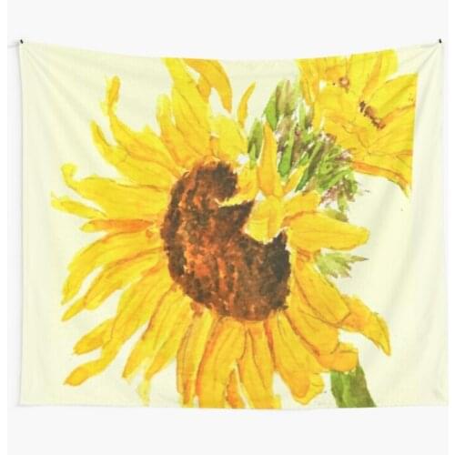 Sunflower Watercolor Painting Macro Tapestry Boho Tapestries Witchcraft Hippie Living Room Dorm Wall Hanging Blanket Home Decor