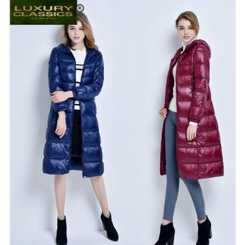 Jacket Down Women Winter Long Down Coat Female Fashion Jacket Hooded Warm Clothes Thick Slim Jackets Ladies Clothes W1105