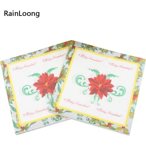 [RainLoong] 33cm*33cm Paper Napkins Red Rose Festive & Party Supplies Tissue Dinner Guardanapo 2 layers 1 pack (20pcs/pack)