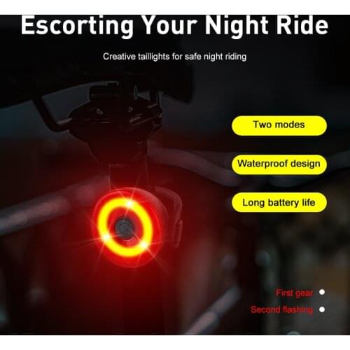 Bicycle Rear Light Bike Warning Lamp USB Charge Red Light Color Safety Headlight Tail 8 Hours 2Mode Rainproof Tail Light