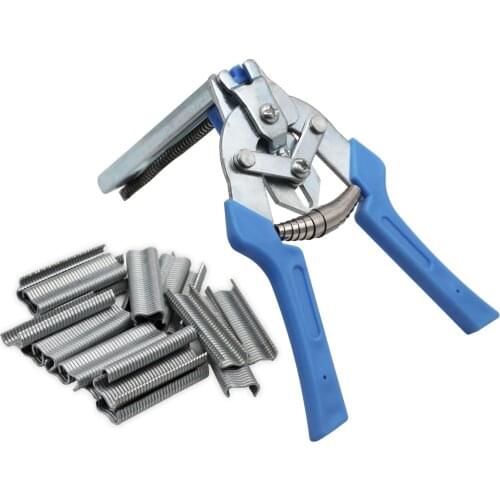 Hog Ring Pliers and 600 Nails Staples Ploutry Cage Pliers Fastening Clamp Installation Tool for chicken Mesh Cage Wire Fencing