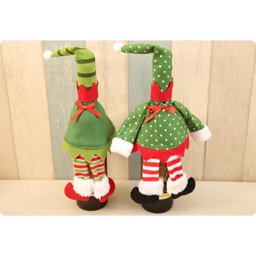 Ynaayu 1set Wine Bottle Cover Bags Christmas Man Red Wine Bottle Bag Elk Bottle Sets For Happy New Year Dinner Party Supply