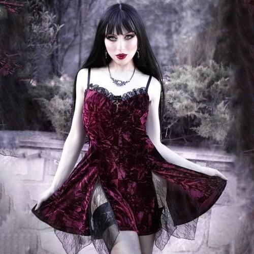 Goth dress Velvet Dress Sexy Lace Breast Cup Cross Dress INdie Folk Dark Spaghetti Strap Dress Mall Gothic Egirl Grunge Dress