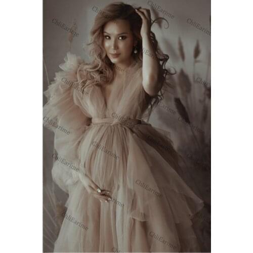 Ladies Dress Photographing Pregnant Woman (Bride or Bridesmaid) Fluffy Mopping Bathrobe Long Dress