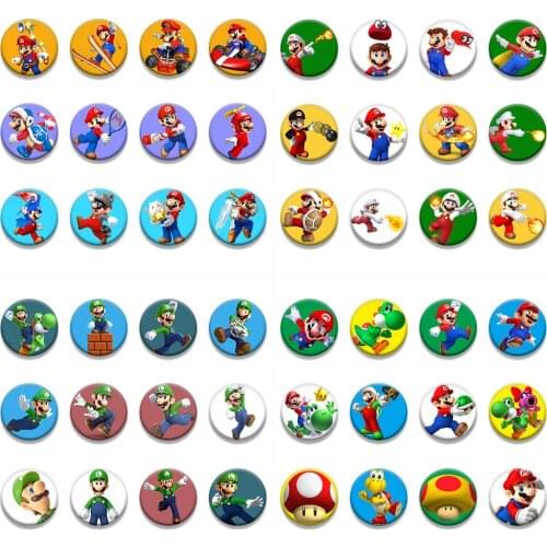 48 style super mario game Cartoon Badge Luigi Yoshi Anime Icons Pins Badge Decoration Brooches Metal Badges For Clothes DIY