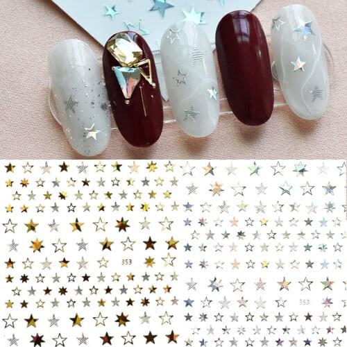 1pcs 3d Nail Art Sticker Cute Star Decorations Silver Jewelry Self-adhesive Slider Summer Design Hollow Out Manicure Accessory