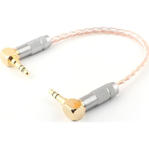 1 piece HI-end AUX Cable 8Cores OCC 3.5mm Male to Male Stereo AUX Cable 3.5 Right Angled for Headphone amplifier audio cable