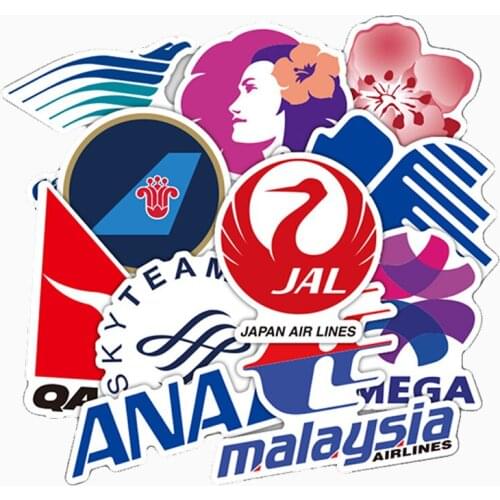 10/30/50PCS Large Airline LOGO Car Trolley Case Cartoon Graffiti Trend Brand Skateboard Guitar Sticker Decorative Toy Wholesale