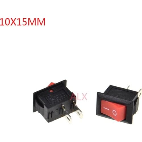 10PCS KCD11 SPST 2PIN red mini Push Button rocker Switch ON/OFF power switches 3A/250V 6A/125V 10*15MM 10*15 2 pin