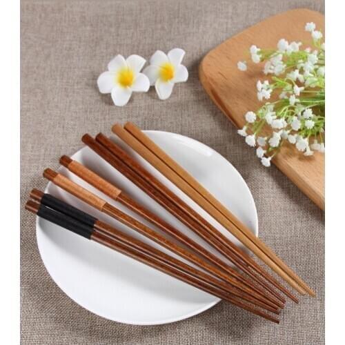 2pairs/lot 22.5cm Handmade Japanese Natural Chestnut Wood Chopsticks Set Value Pack Gift Cooking Tableware Durable MF 011