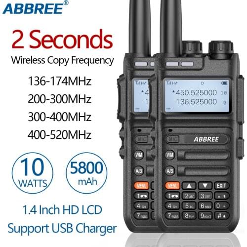 2pcs ABBREE AR-F5 Automatic Wireless Copy Frequency Walkie Talkie 136-520MHz USB Charging Fast Scan Frquency Pairing 2-way Radio