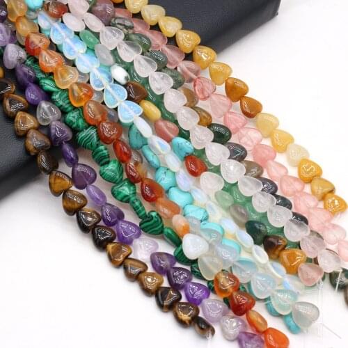 20pcs Natural Heart Shape Yellow Jades Amethysts Beads for Jewelry Making Necklace Bracelet Earring Accessories Size 10x10x5mm