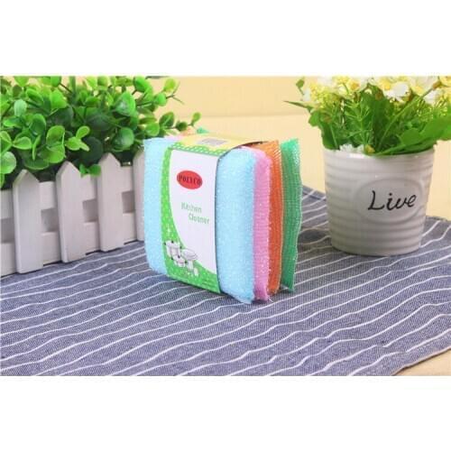 4pcs Home kitchen strong non-stick oil scouring dishes towel kitchen towel rag sponge brush pot cleaning tool