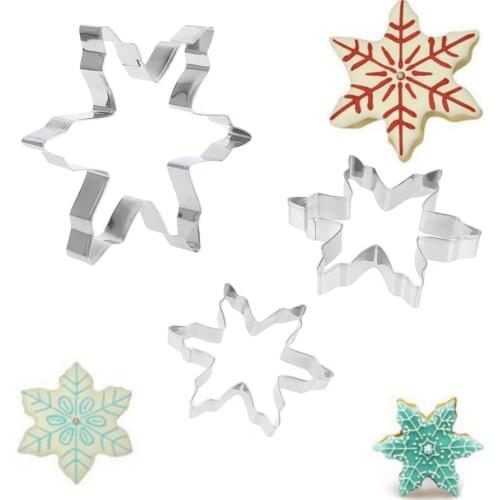 5pcs/Set Biscuit Fondant Cookie Cutter Stainless Steel Snowflakes Shape Bakeware Cake Decorating Molds Cookie Tools