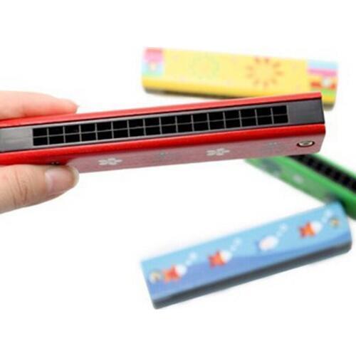 50pcs/lot Baby Wood Plastic Harmonica Fun Double Row 16 Holes Harmonica Toy Musical Early Educational Toy Random Color