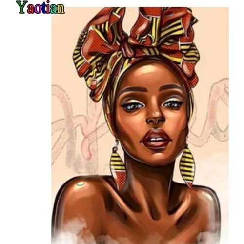 African Black Woman Graffiti Art 5D Diy Diamond Mosaic Diamond Painting Full Square Drill Portrait Girl Diamond Embroidery Gift