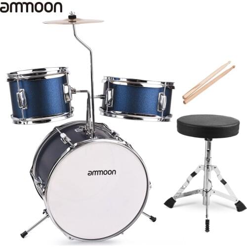 Ammoon 14 inch 3-PC Kids Drum Set with Adjustable Throne Cymbal Pedal Drumstick Musical Educational Instrument for Kids Beginner