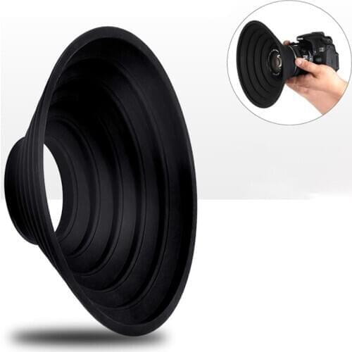 Black Foldable Lens Hood - Camera Lens Anti Reflection Lens Hood, DSLR Rubber Lens Hoods - Fits 50-70mm Lens Filter Thread