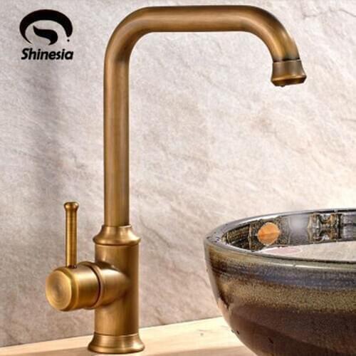 New Arrival Vintage Style Bathroom Basin Sink Faucet Antique Brass Mixer Tap Single Handle Single Hole Solid Brass Deck Mounted