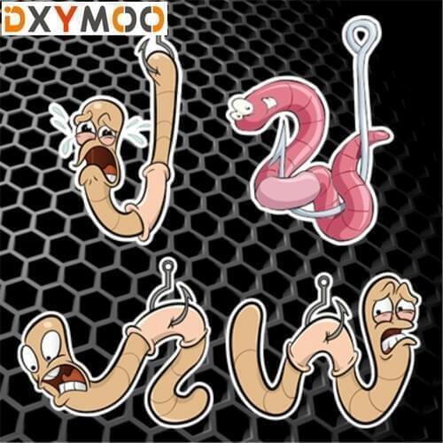 Car Styling Funny Cute Angry Crying Earthworm Bait Me Car Stickers Motorbike Fish Tank Auto Window Decals 3M