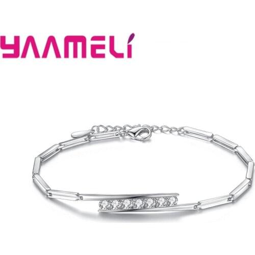 925 Sterling Silver 3 Colors CZ Bracelets Bright Clear Cubic Zirconia Simple Style Beautiful Present For Women Girls