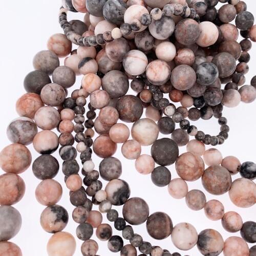 Wholesale Natural Stone Beads Pink Zebra Jaspers Round Loose Spacer Beads 4 6 8 10 12mm for Jewelry Making DIY Bracelet Necklace