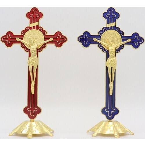 HeyMamba Church Relics Jesus on the Stand Cross Wall Crucifix Antique Home Chapel Decor Religious Gift