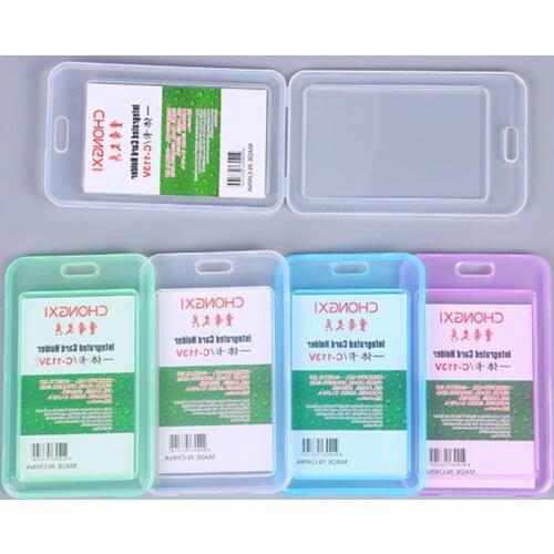 Vertical Type Staff Work Card Holder Transparent Plastic Clear ID Card Badge Holder Bus Card Sleeve Employes Card Cover Case