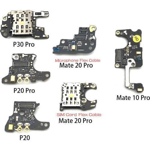 SIM/SD Card Reader Holder Conecction Board With Microphone Flex Cable For Huawei Mate 10 20 P20 P30 Pro