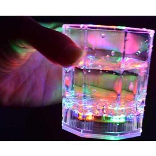Hot LED Light Up Color Change Water Activated Beer Octagonal Cup Mug Party Props