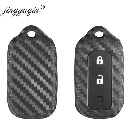 Jingyuqin Carbon Silicone Car Key Cover Case Fob for Toyota Corolla Camry Matrix Pontiac Vibe 3Button Remote Key Case