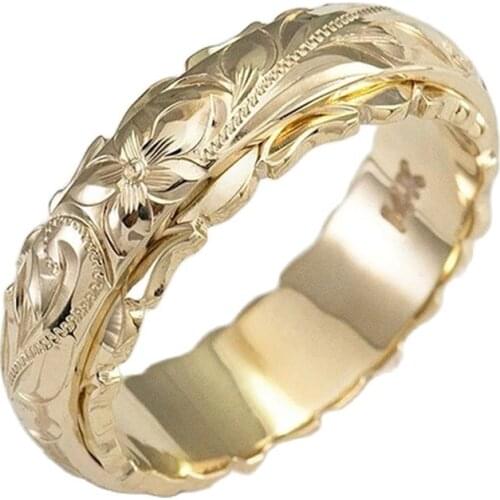 Rose Gold Alloy Rings Women Fashion Party Jewelry Wedding Engagement Anniversary Trendy Suspended Carved Rose Flower Ring Gifts