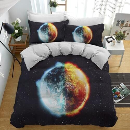 2/3 Pieces Moon/Planet/Universe Bedding Set 3D Print Cartoon Duvet Cover For Kids Adults Bed Quilt Cover Home Bed Cover Sets