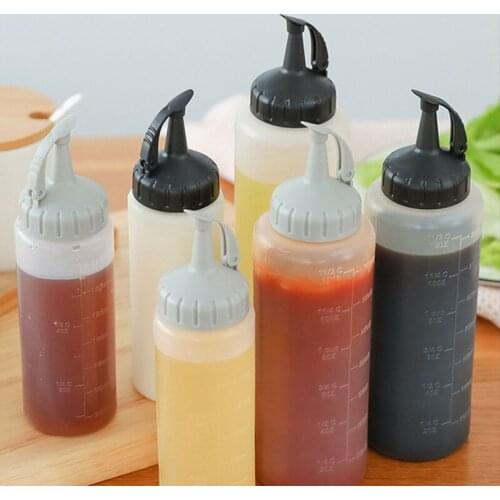 Kitchen squeeze type anti-leakage oil control seasoning salad dressing bottle transparent with scale storage accessories